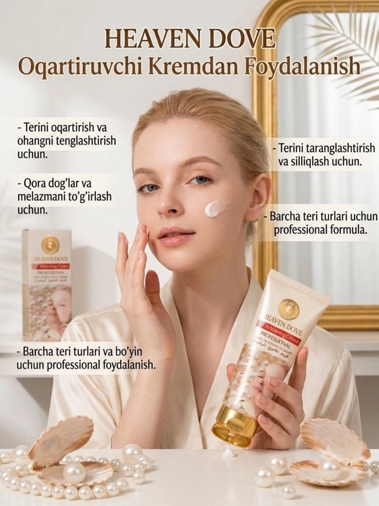 Yuz uchun marvarid ekstraktli yorqinlashtiruvchi krem, namlovchi parvarish, 80 g