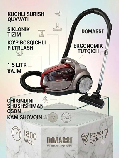 Циклонный пылесос DOMASSI DM-7009, 1800W 