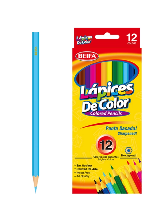Plastik rangli qalamlar Beifa MK1-12B1, 12 rang - 