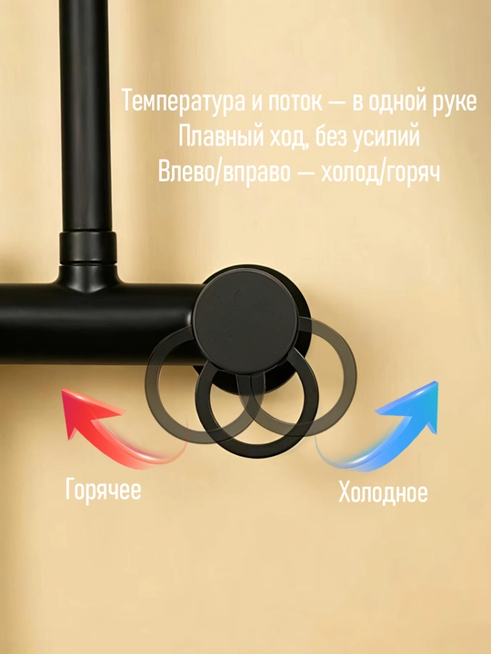 Душевая система с верхним и ручным душем, механическое управление, 3 режима