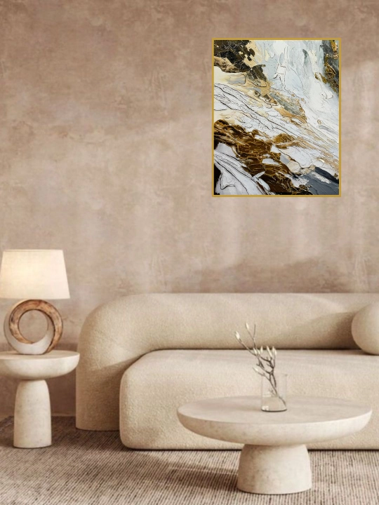 Oltin ramkadagi premium interyer rasmi, qo‘lda ishlangan, 50x60 "Oltin tuzilma"