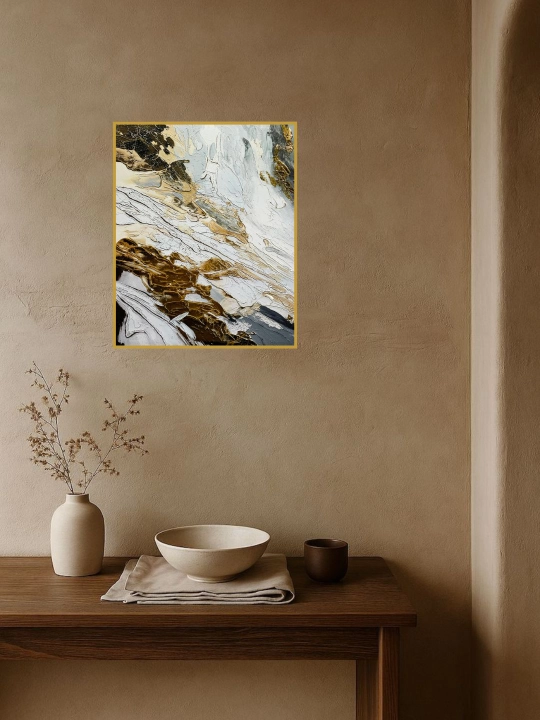 Oltin ramkadagi premium interyer rasmi, qo‘lda ishlangan, 50x60 "Oltin tuzilma"