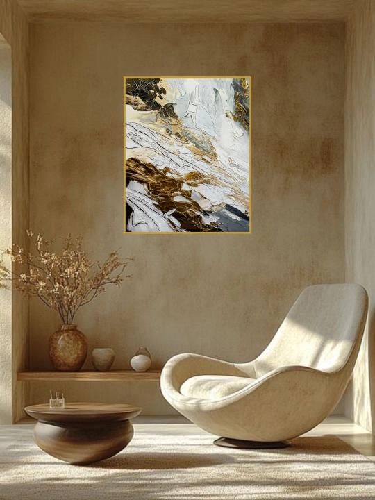Oltin ramkadagi premium interyer rasmi, qo‘lda ishlangan, 50x60 "Oltin tuzilma"