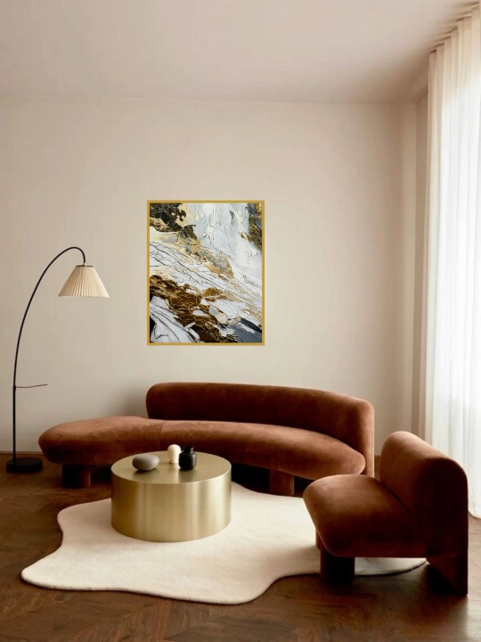 Oltin ramkadagi premium interyer rasmi, qo‘lda ishlangan, 50x60 "Oltin tuzilma"