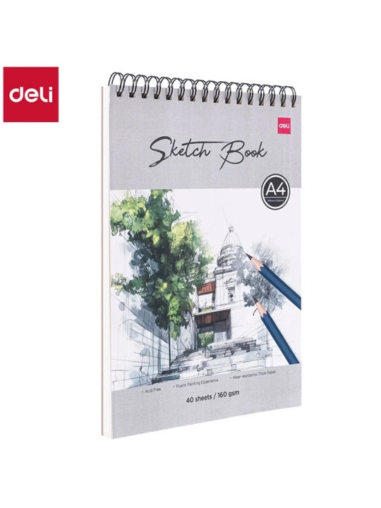 Sketcbuk Deli Dmast EC402, A4, gorizontal, spiral bog‘lamli, 40 varaq, 160 g/m² - 