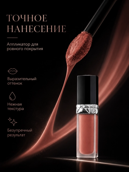 Лёгкая и комфортная формула для безупречного макияжа губ- помада Dior forever liquid 200 nude touch
