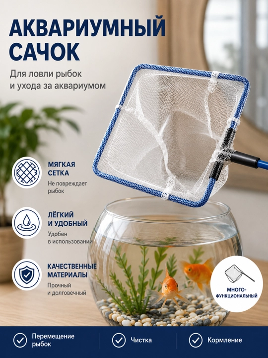 Baliq ovlash uchun akvarium sumkasi, to‘r, kichik, yumshoq to‘r, akvarium aksessuarlari - 