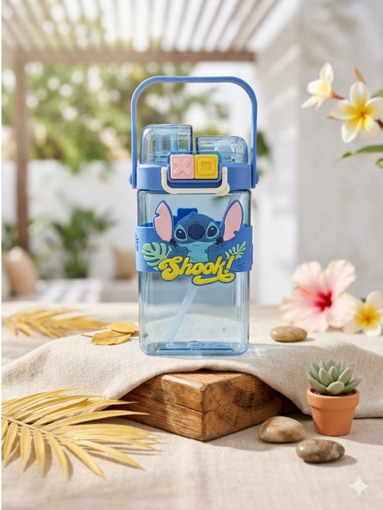 Детская бутылка для воды Stitch Design (с трубочкой) 600 мл - 