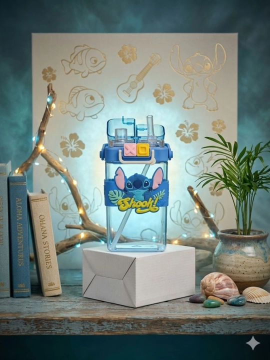 Детская бутылка для воды Stitch Design (с трубочкой) 600 мл