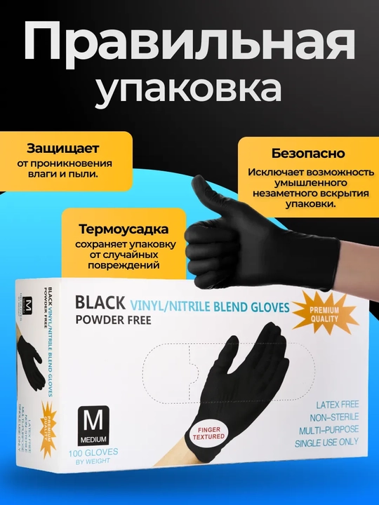 Одноразовые перчатки, нитриловые, неопудренные, 100 шт