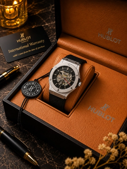 Мужские часы Hublot, автоматические, механические, в подарочной коробке — YUTOP-00W0011-СЕРЫЙ