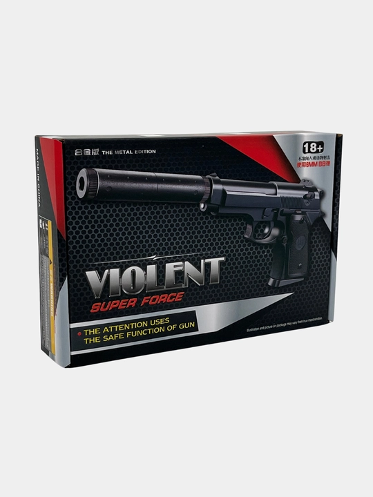 Игрушечный пистолет, металлический, с глушителем и пульками, VIOLENT