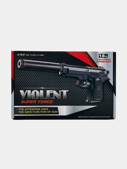 Игрушечный пистолет, металлический, с глушителем и пульками, VIOLENT