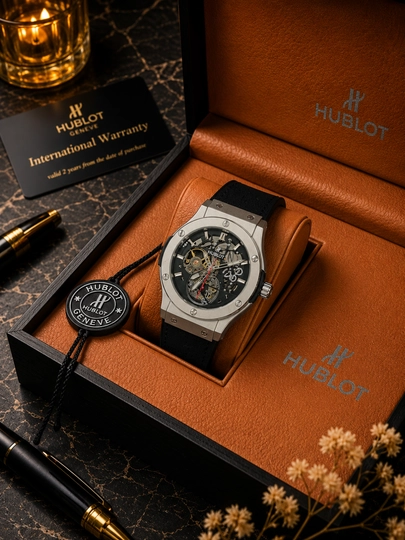 Мужские часы Hublot, автоматические, механические, в подарочной коробке — YUTOP-00W0011-ТЕМНСЕР