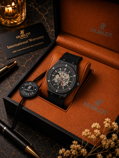 Мужские часы Hublot, автоматические, механические, в подарочной коробке — YUTOP-00W0011-ЧЕРНСТЕ
