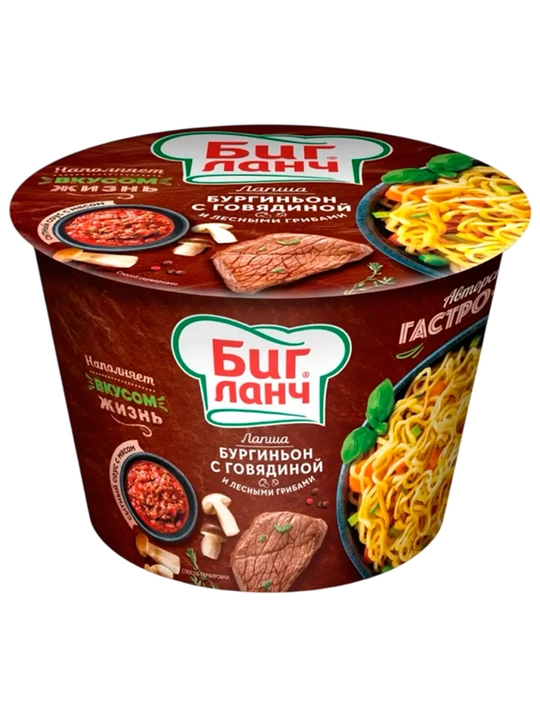Big Lunch tez tayyorlanadigan lapsha Mol go‘shti burginyon va o‘rmon qo‘ziqorinlar 90 g ** - 
