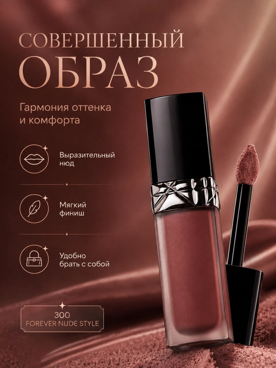 Жидкая матовая помада для губ, стойкая помада, лёгкая текстура-Dior forever liquid300 nude