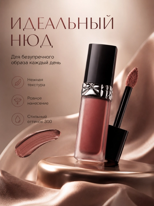 Жидкая матовая помада для губ, стойкая помада, лёгкая текстура-Dior forever liquid300 nude
