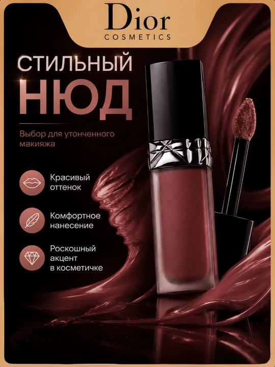 Жидкая матовая помада для губ, стойкая помада, лёгкая текстура-Dior forever liquid300 nude - 