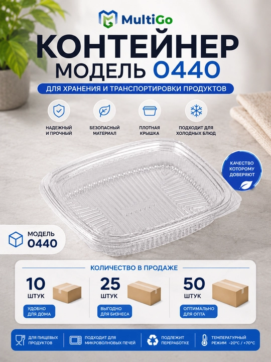 MultiGo bir martalik shaffof plastik konteyner - 