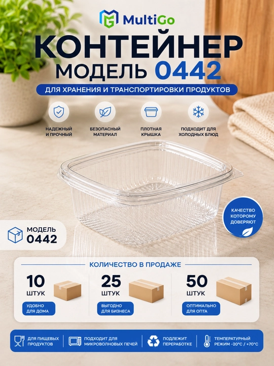 MultiGo bir martalik shaffof plastik konteyner - 