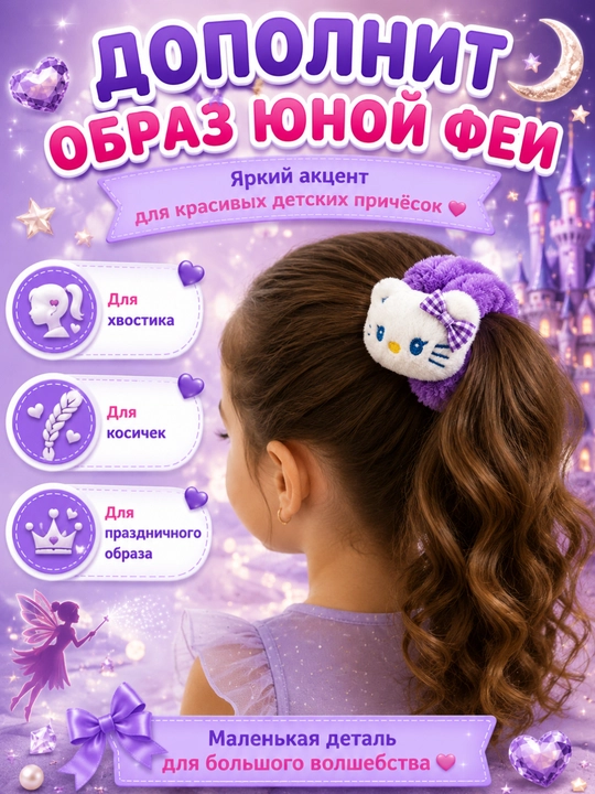 Плюшевые мягкие заколки Hello Kitty