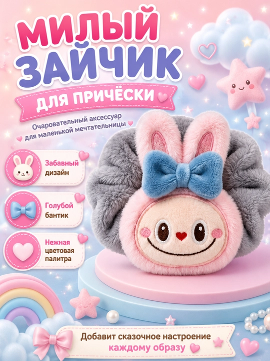 Плюшевые мягкие заколки Hello Kitty - 