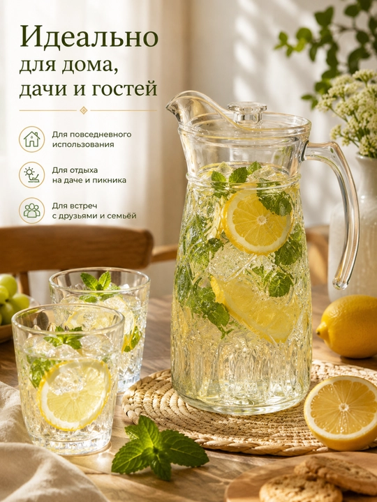 Grafin 1.5L shisha idish kompot  sok uchun,moxito grafin, xrustal