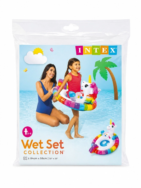 Intex Wet Set yagona shoxli ot shaklidagi shishiriladigan suzish doirasi, 84×58 sm - 