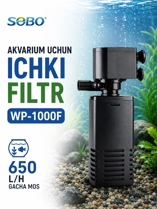 Akvarium uchun ichki filtr suv tozalovchi SEBO baliq qulay suv ichida turadi