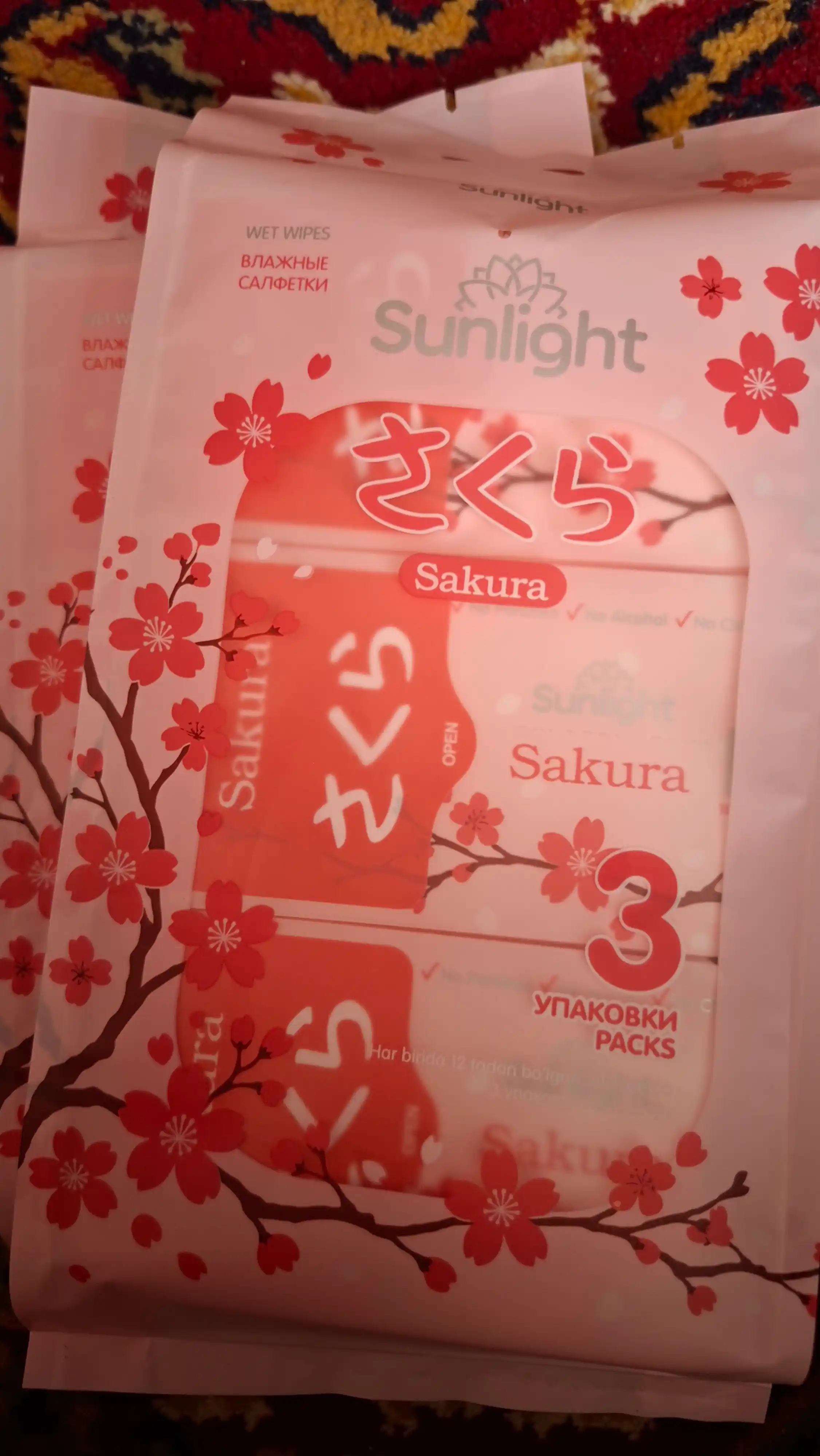 Влажные салфетки Sunlight Sakura 12шт
