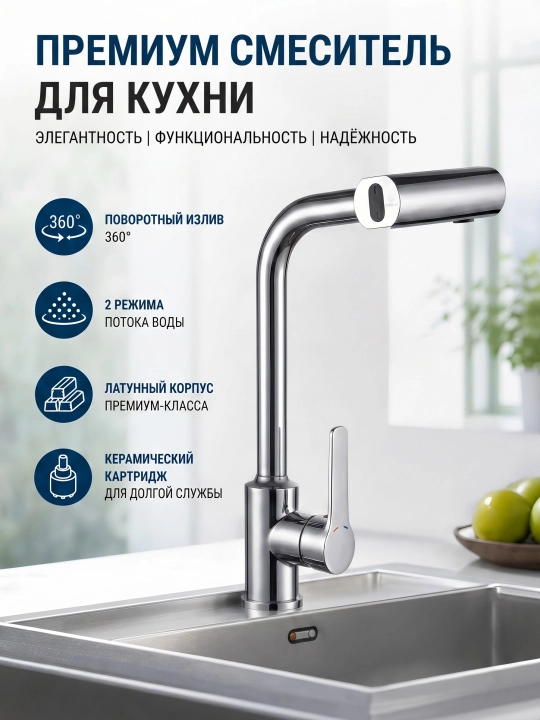 ZET oshxona mikseri 360° 2 rejim guruch premium xrom - 