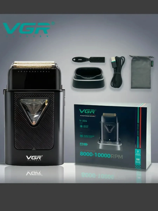 VGR Professional Shaver —  шейвер, 9000 RPM, электробритва титановая сетка, LED дисплей