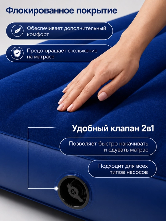 Матрас надувной Intex двухспальный для дома и бассейна