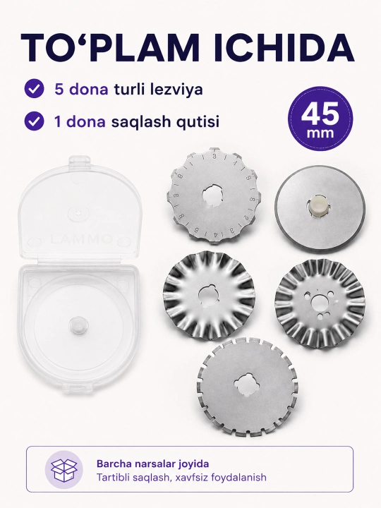 Mato, patchwork, namat, teri, qog'ozni kesish uchun diskli pichoqni kesish uchun disk