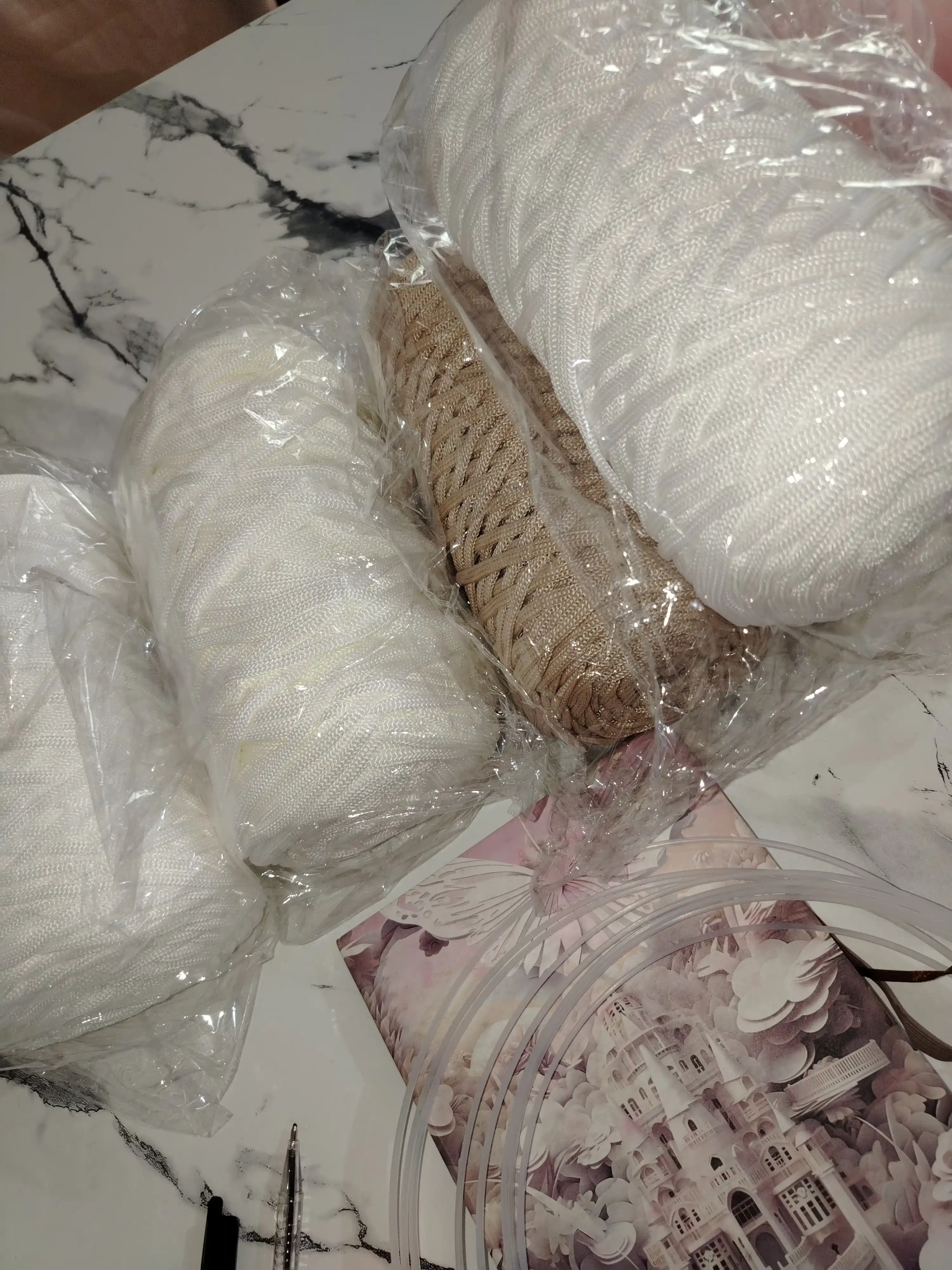 Polyester ip to'qiladigan sumkalar, makrame uchun, yadrosiz, 5 mm 140 m