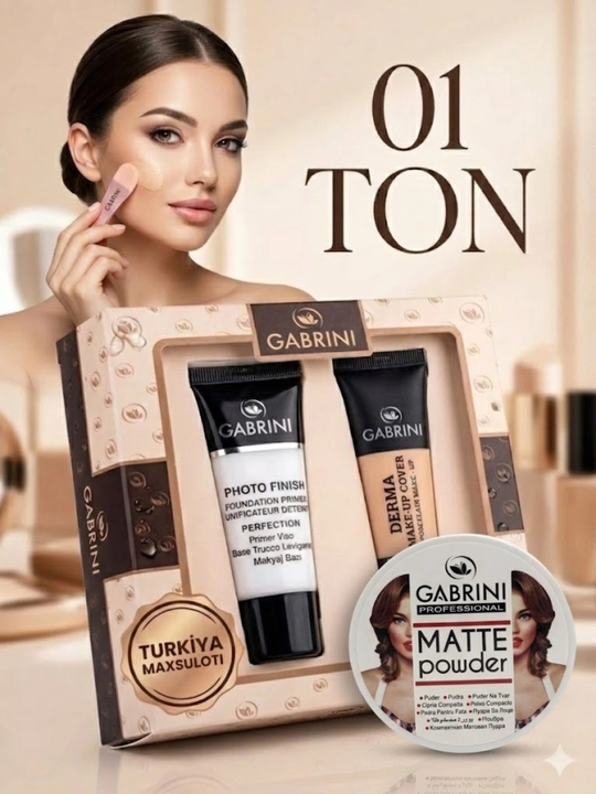 Gabrini makiyaj nabori – tonal krem, baza va pudra bilan mukammal teri - 