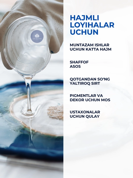 Art Silicon epoksid smolasi, quyish va bezash uchun shaffof A+B
