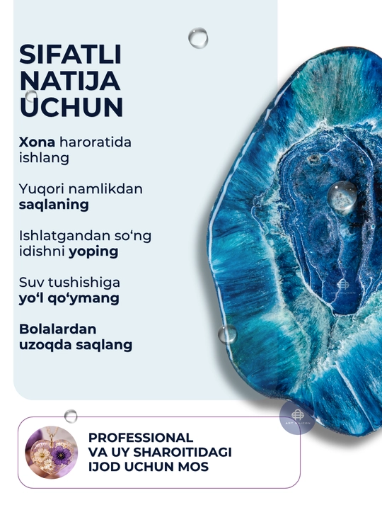 Art Silicon epoksid smolasi, quyish va bezash uchun shaffof A+B