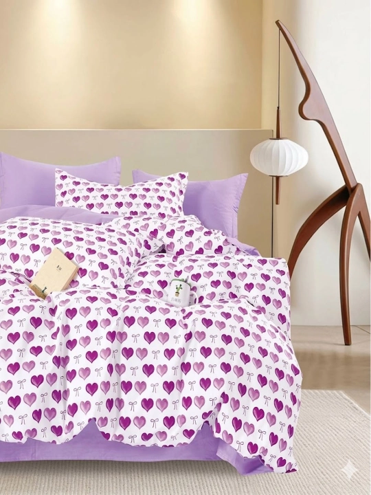 Choyshablar to‘plami, Premium Paxta Satin, 2 kishilik, och moviy gul naqshli - 