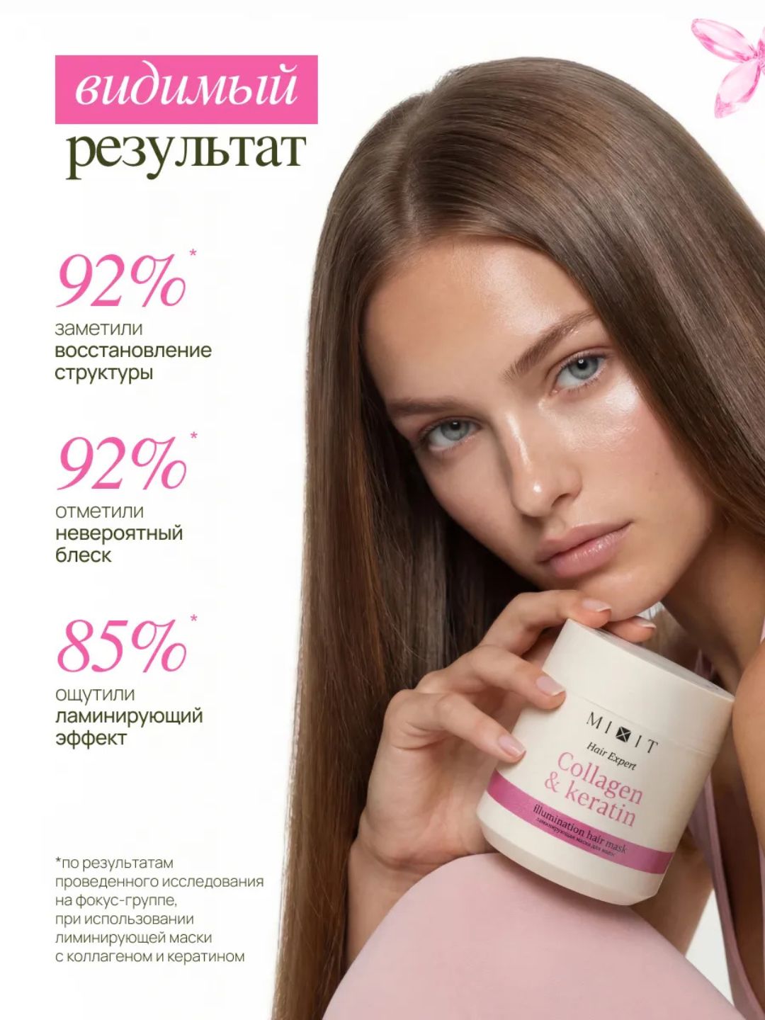MIXIT Маска слайм для волос с кератином и коллагеном ламинирующая Hair Expert, 400 мл