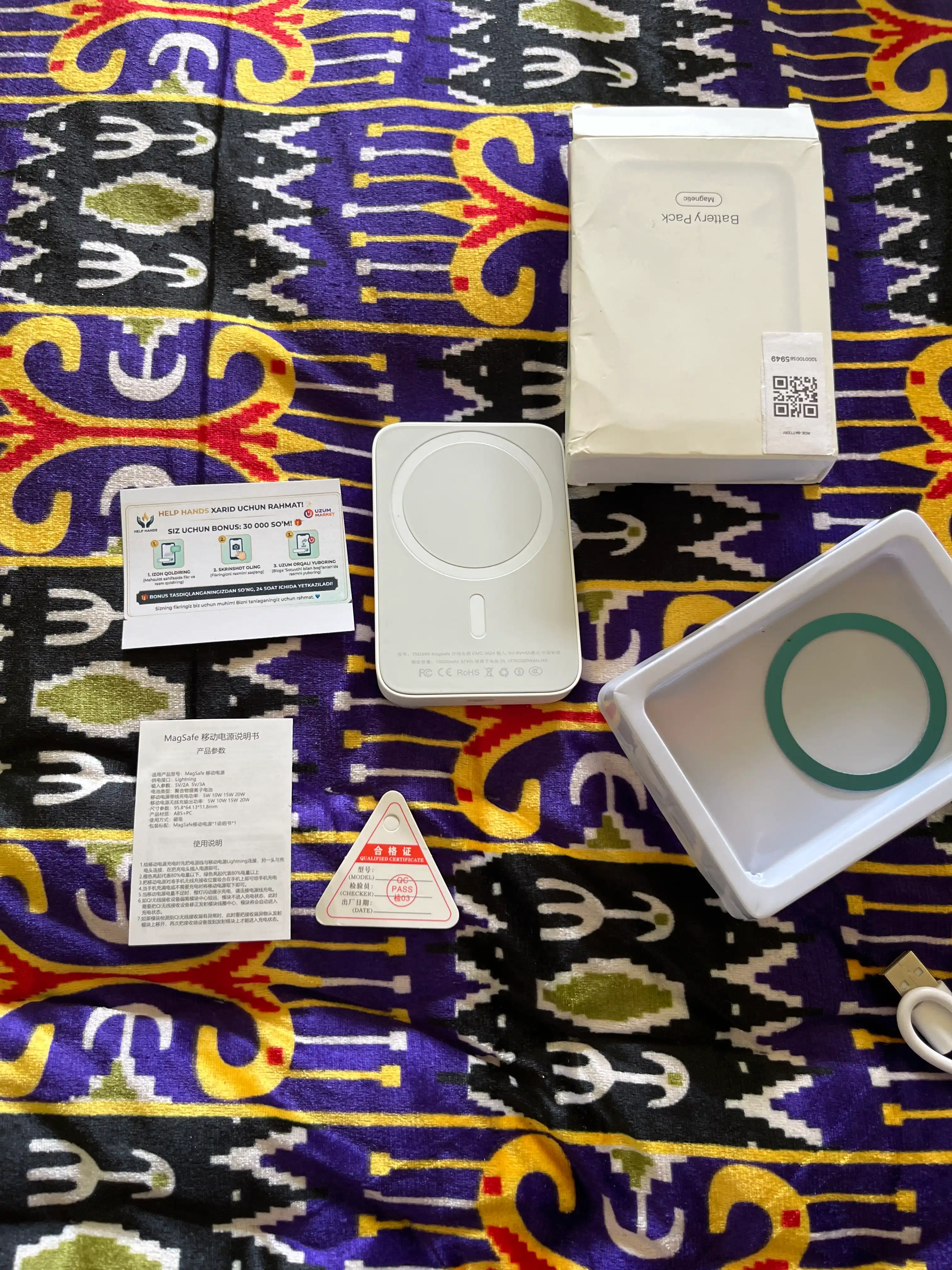 IPhone uchun simsiz MagSafe powerbank, 10 000 mA/soat
