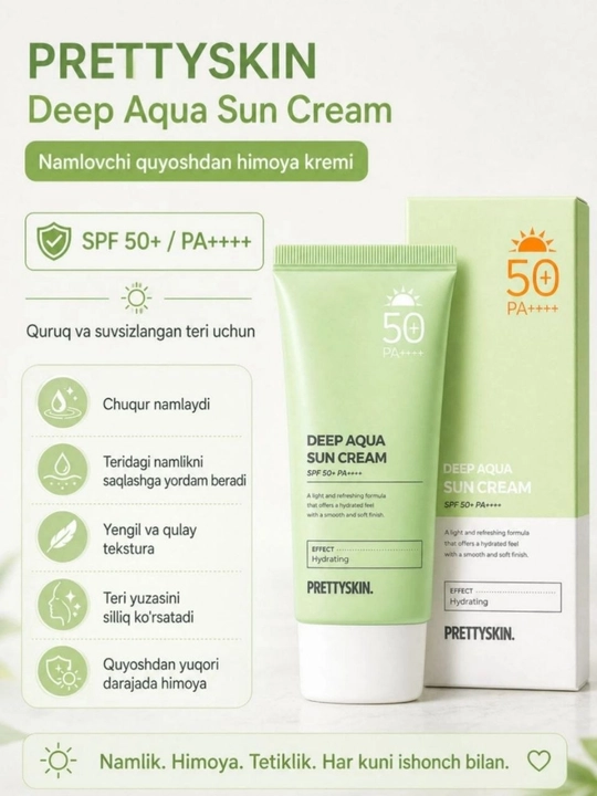 Kosmetik to‘plam 3 ta 1 da SPF 50+ quyoshdan himoya kremi, makiyaj cho‘tkasi va lab qalami