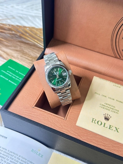 Женские наручные часы Rolex, классический дизайн, кварцевый механизм — BRANDLU-ROLLETURXILARYAH0912-ЗЕЛЕН