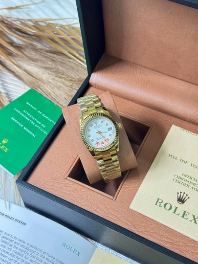 Женские наручные часы Rolex, классический дизайн, кварцевый механизм — BRANDLU-ROLLETURXILARYAH0912-ЗОЛОТ