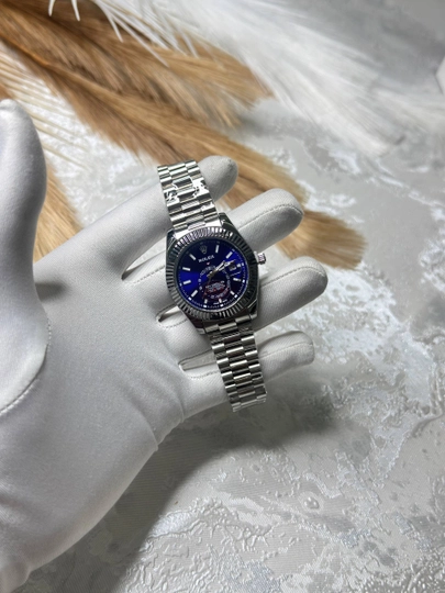 Женские наручные часы Rolex, классический дизайн, кварцевый механизм — BRANDLU-ROLLETURXILARYAH0912-СИНИЙ
