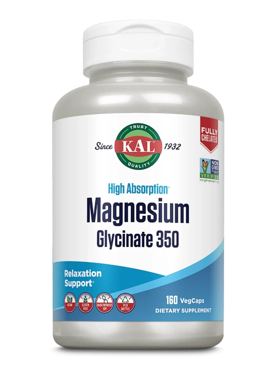 Magniy glitsinat, KAL, Magnesium Glycinate, 350 mg, 160 ta kapsula, AQSH