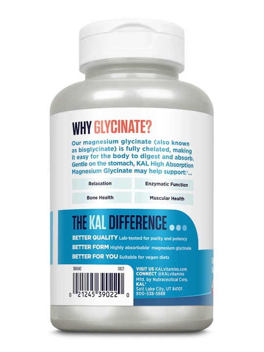 Magniy glitsinat, KAL, Magnesium Glycinate, 350 mg, 160 ta kapsula, AQSH