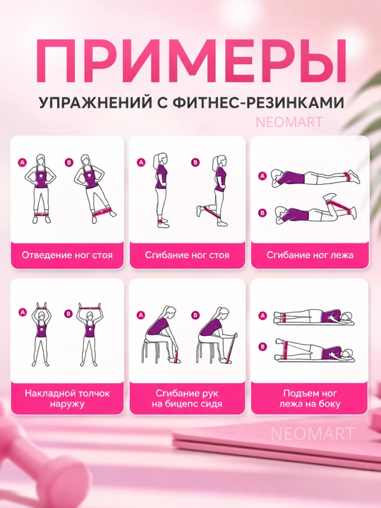 Резинки для фитнеса, набор из 5 фитнес-лент для силовых тренировок, лент для йоги