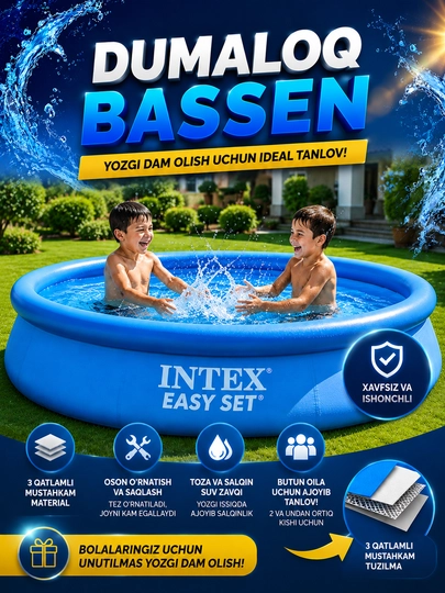 Надувной бассейн INTEX Easy Set 366×76 см, семейный бассейн, синий — BASSENS-SINT36676